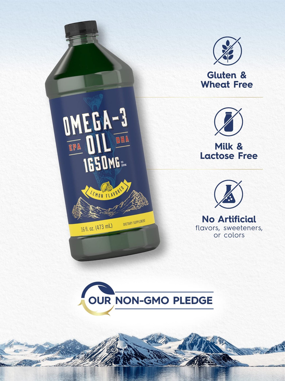 Carlyle Omega 3 Fish Oil Liquid 1650Mg 32 Fl Oz 2 X 16 Fl Oz Bottles Lemon