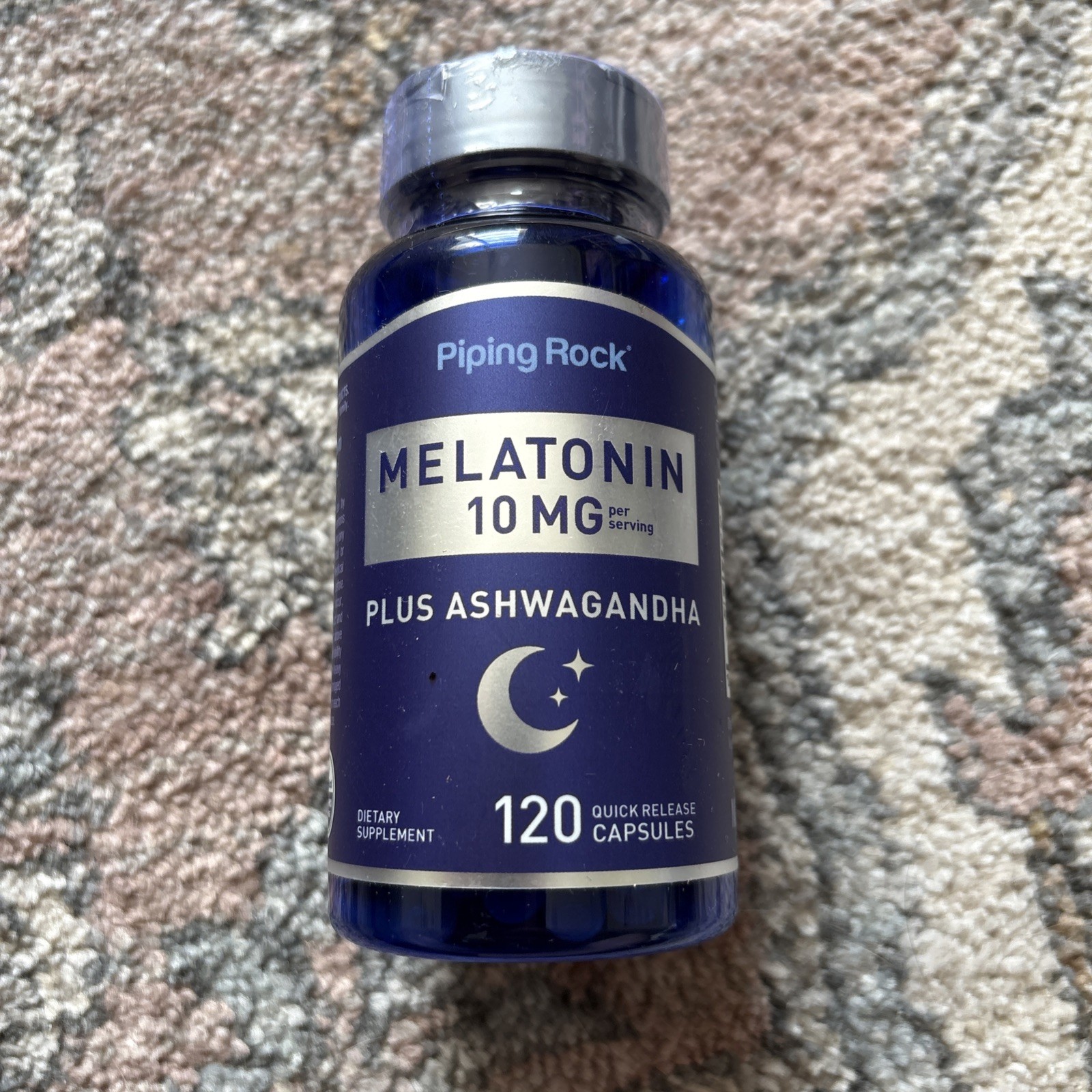 Piping Rock Melatonin 10 mg with Ashwagandha – 120 Capsules (Lot of 2)