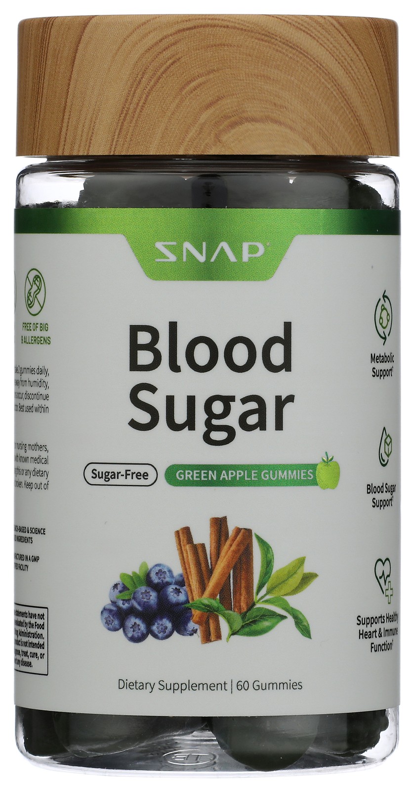 Snap Dietary Supplement Blood Sugar Support Green Apple Gummies 1 Pack