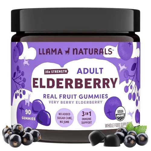 Llama Naturals Adult Elderberry Real Fruit Gummies 90 ct EXP 02/2026
