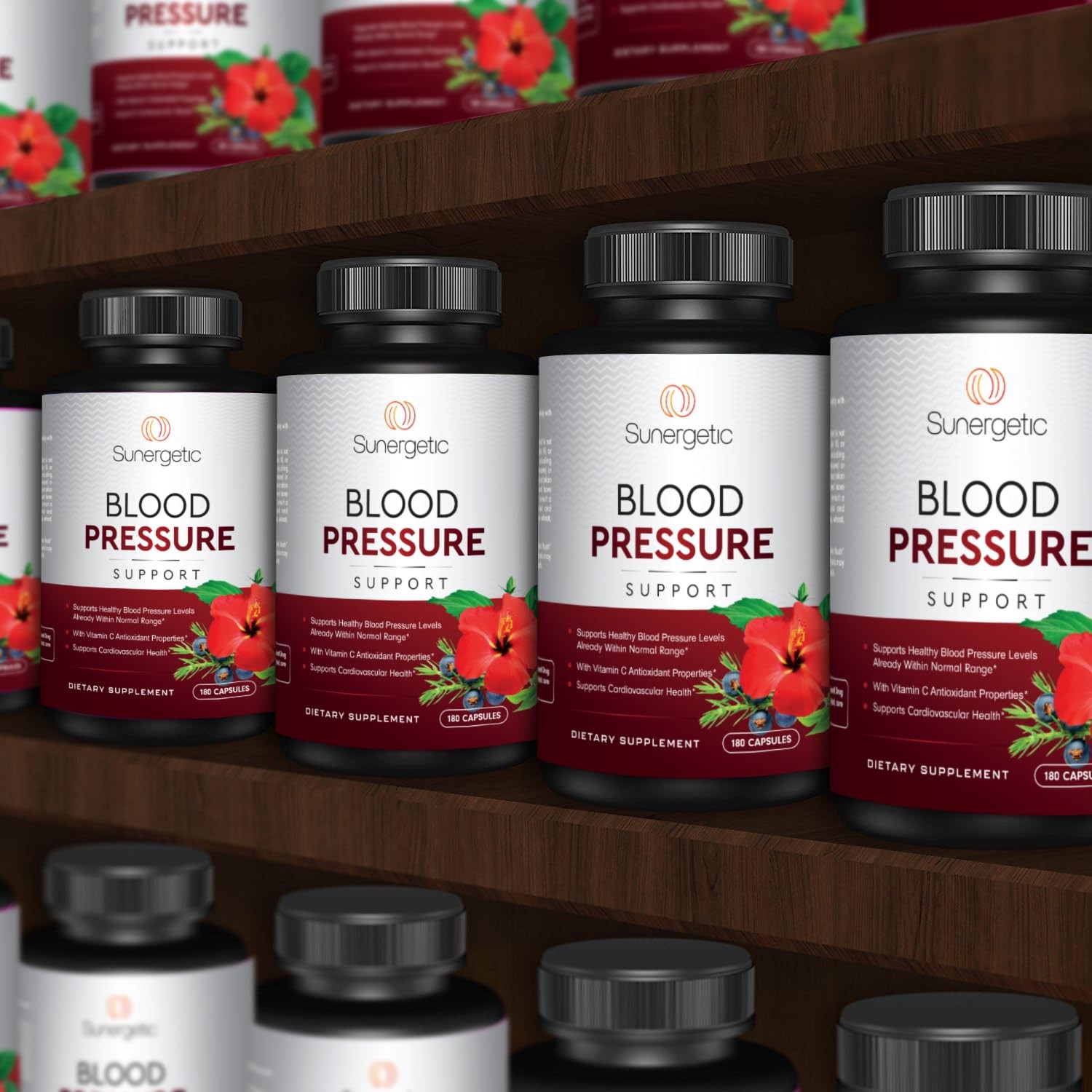 Sunergetic Premium Blood Pressure Support Supplement 180 Count (Pack of 1)