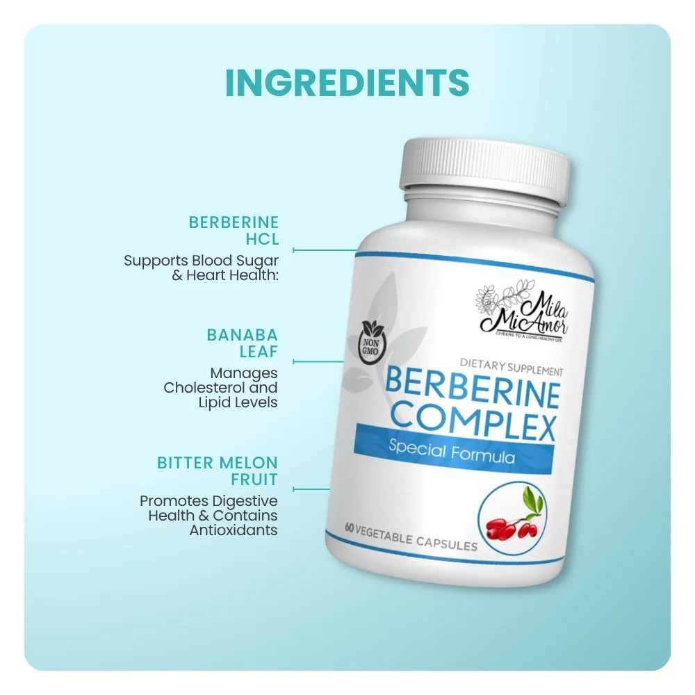 Berberine Complex HCL | Special Formula Melon Fruit & Banaba Leaf | 60 Capsules