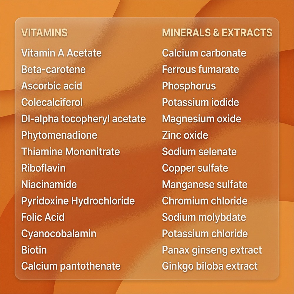 Vitamins/Minerals Support Supplement,Energy Levels Immune Health 30/60/120 Caps