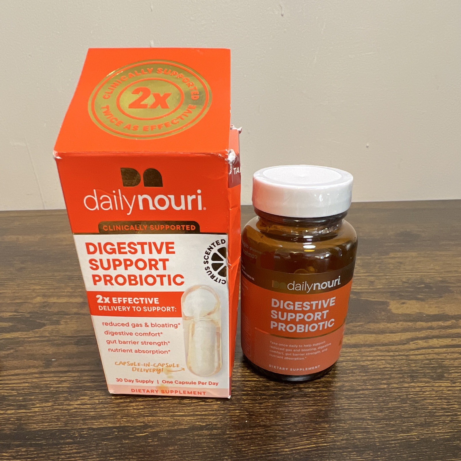 daily nouri Digestive Support Probiotic 30 Capsules Vegetarian Citrus 265mg