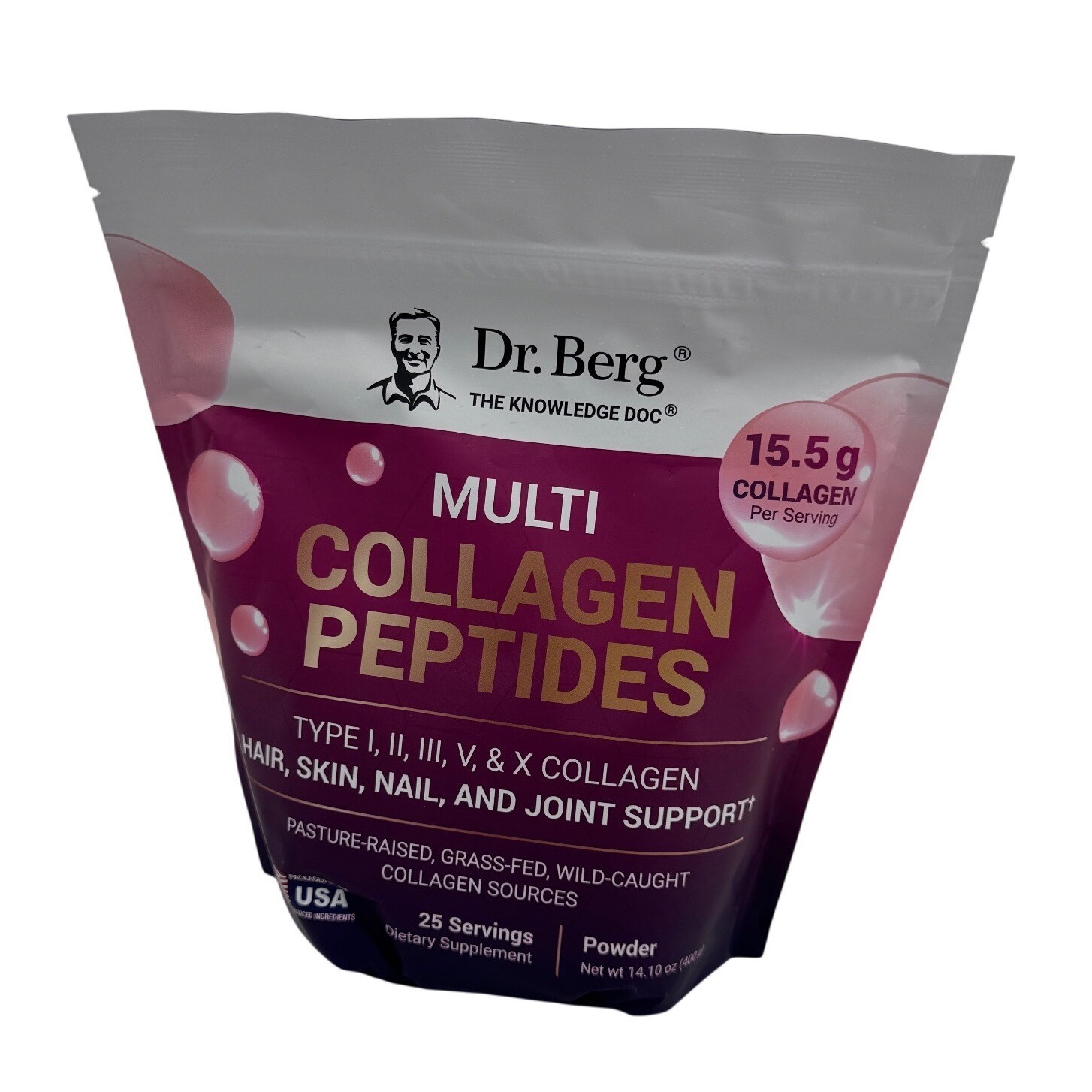Dr. Berg Multi Collagen Peptides Powder Type I II III V X 25 Servings 14.10oz