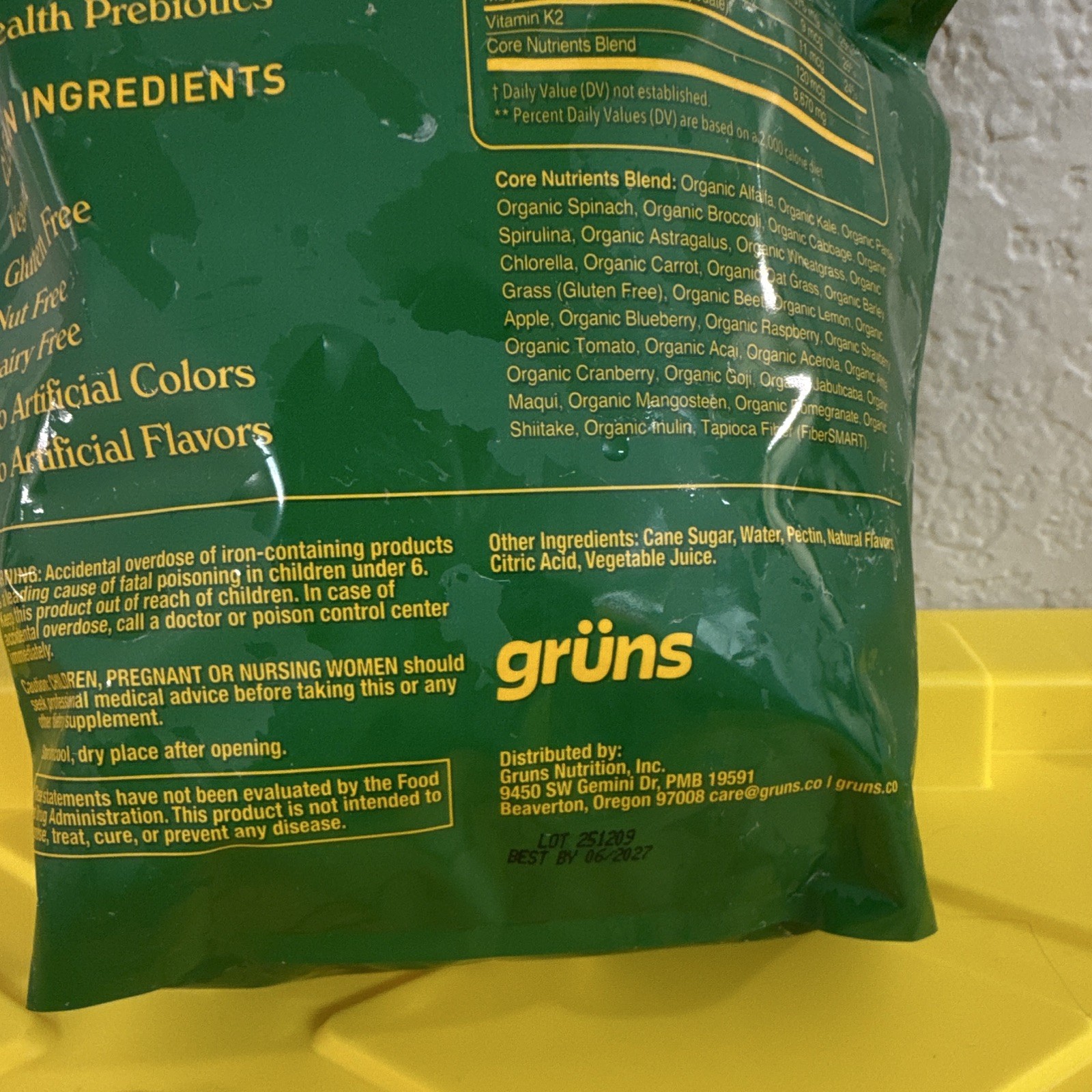 grüns Greens Gummies 224 Count Gut Health & Energy Support Gluten-Free