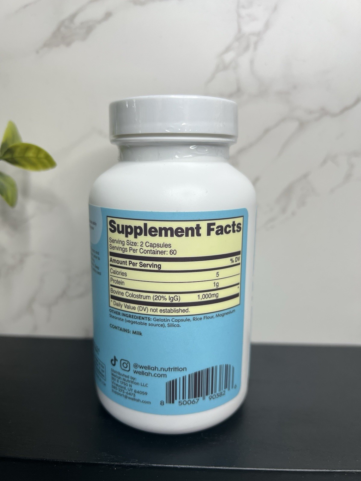wellah Colostrum 1,000mg Bovine Colostrum (20% IgG) 120 Capsules