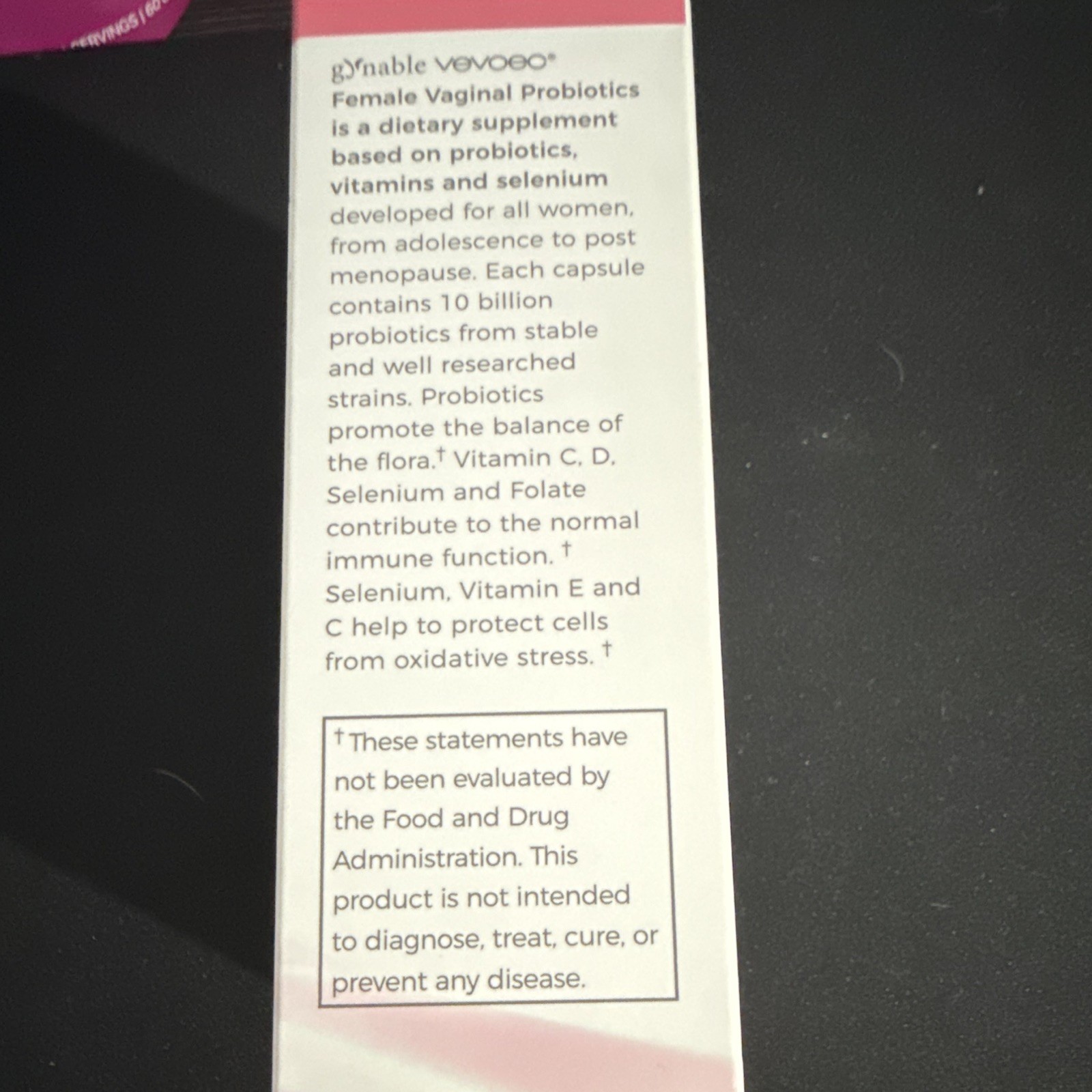 gynable vevoeo Women’s Probiotic UT & Digestive Support 30 Caps GF Exp 8/2028