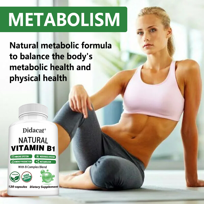 Natural Vitamin B1 Capsules – with 8 Essential Vitamin B Complex for Men & Women