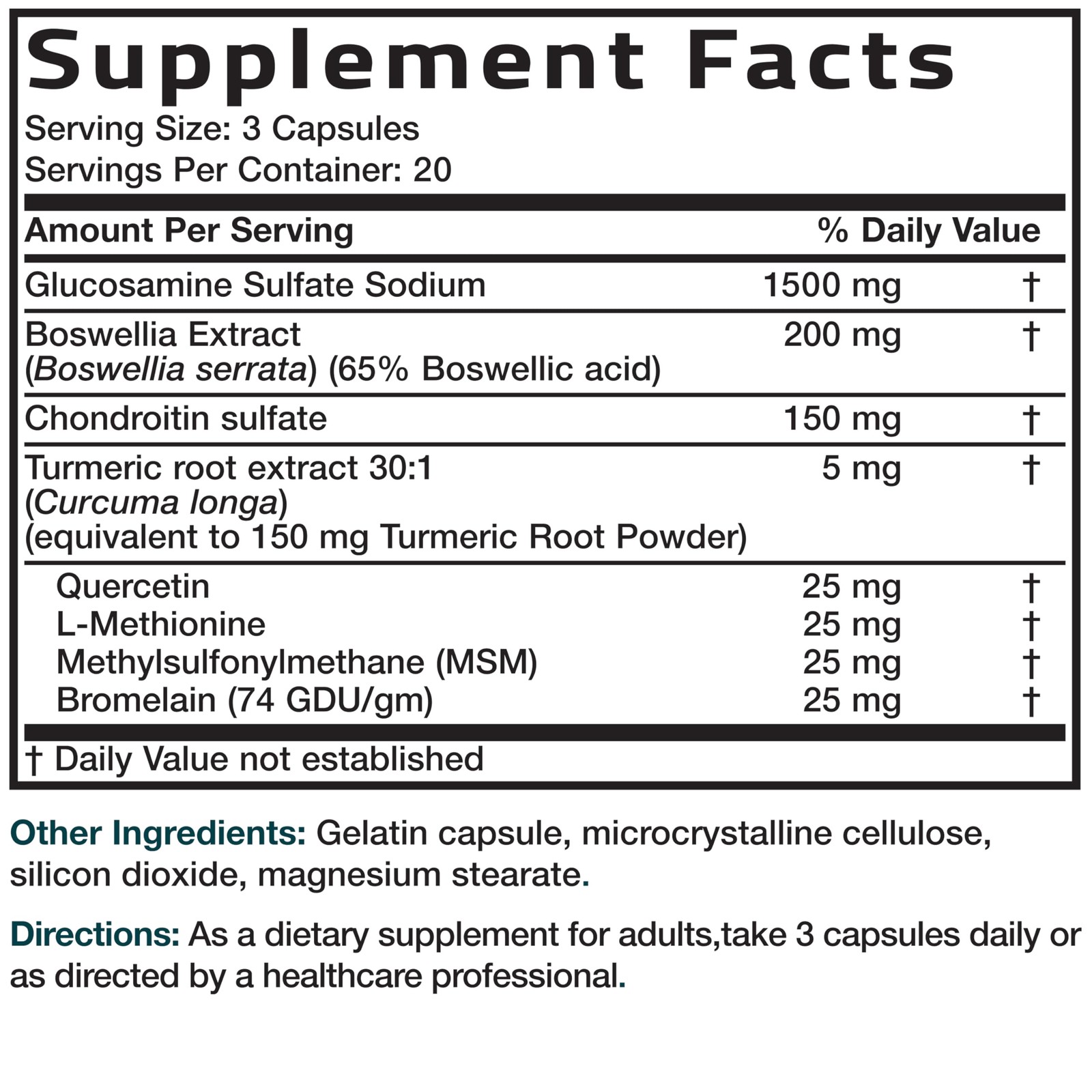 Bronson Glucosamine Chondroitin Turmeric & MSM Advanced 60 Count (Pack of 1)