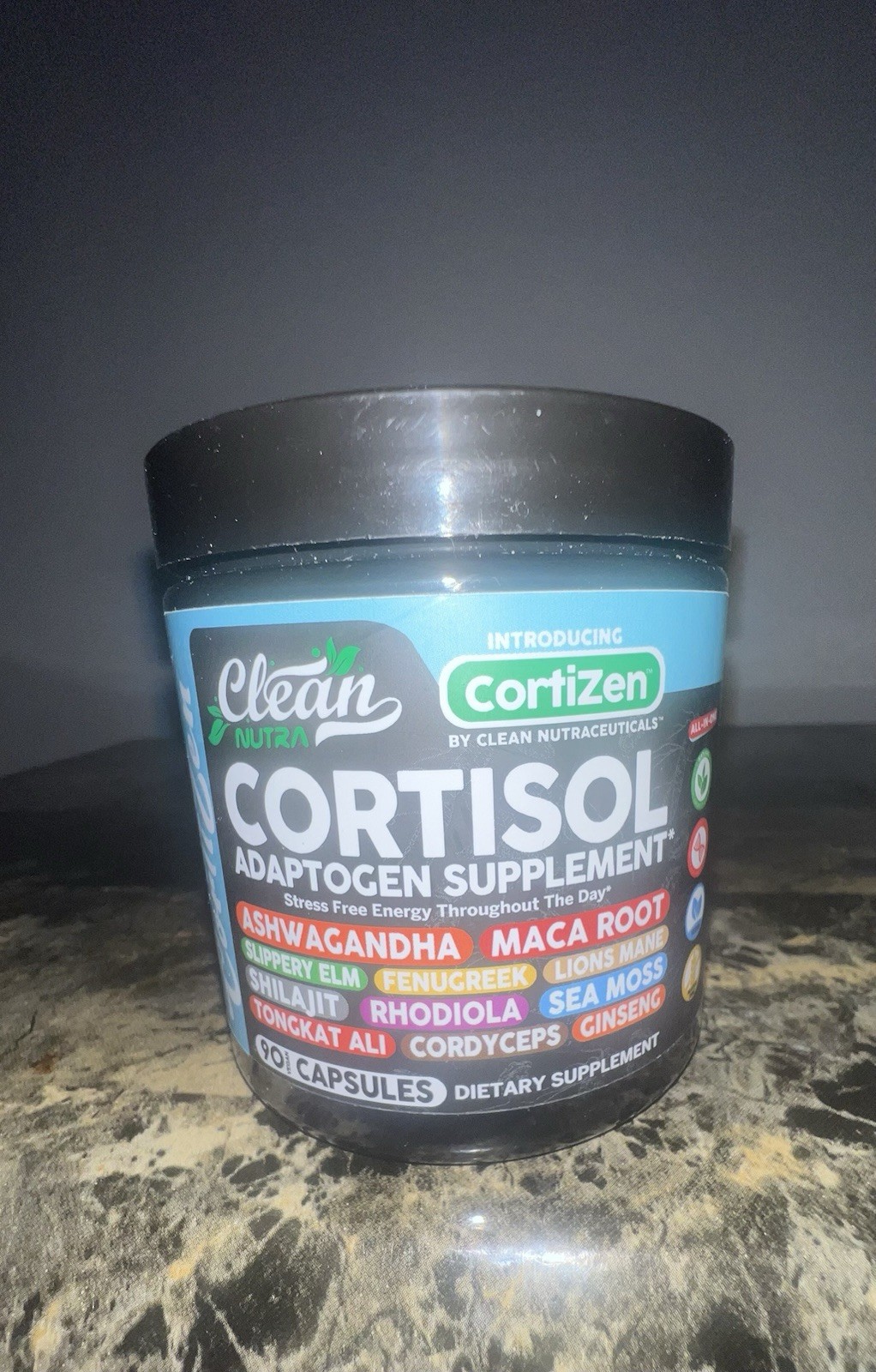 Clean Nutra Cortisol Adaptogen Supplement 90 Capsules Maca Ashwagandha Rhodiola