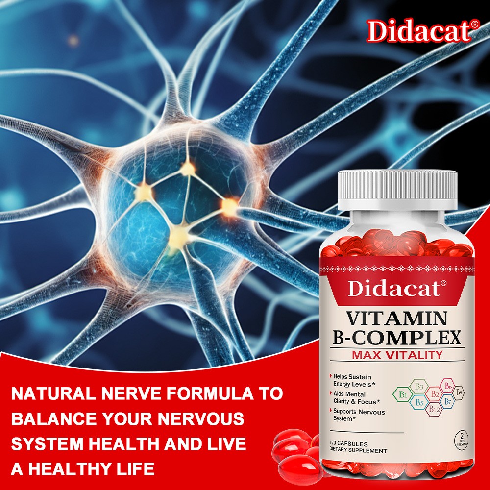 Vitamin B Complex Supplement B1 B2 B3 B6 B12 Support Nervous Health 120 Capsules