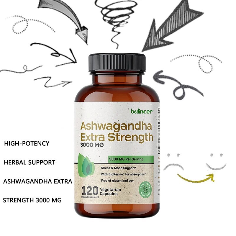 Ashwagandha Extract 3000 Mg – Powerful Supplement – Stress and Mood