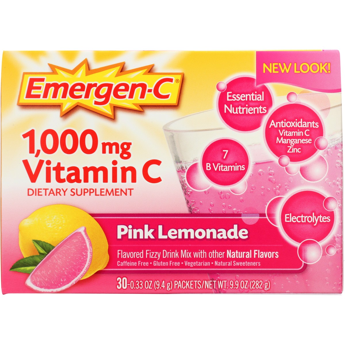 Emergen-C Pink Lemonade Vitamin C Fizzy Drink 30 Count Packets Ct 1 Pack