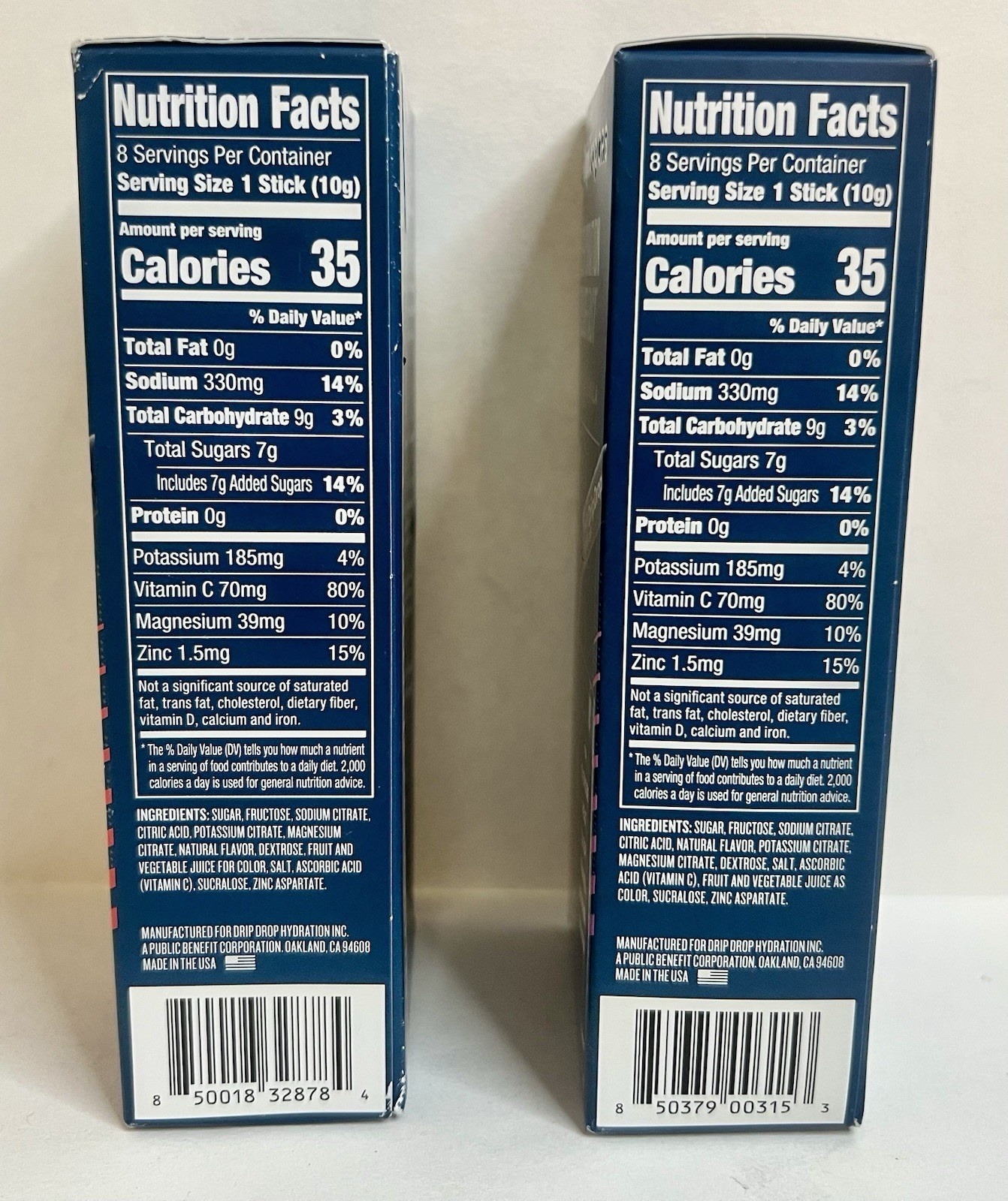 set of 2 DripDrop ORS Electrolyte Drink Mix 8 Berry & 8 Fruit Punch Sticks New