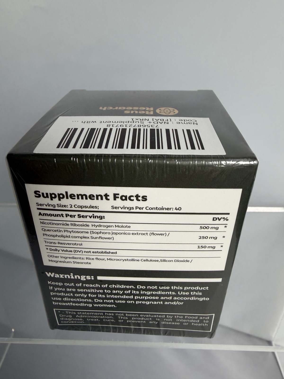 Reus Research Nicotinamide Riboside Resveratrol Quercetin 900mg 80 Capsules