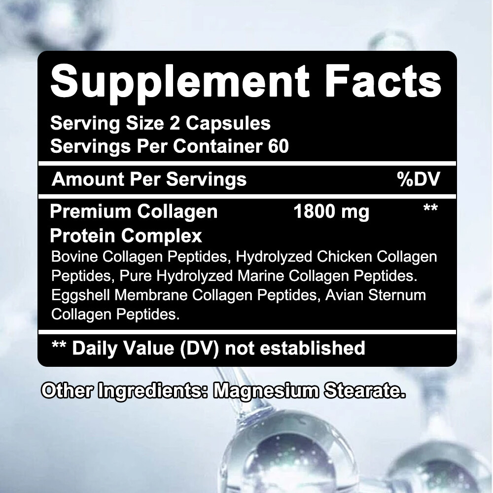 Multi Collagen Capsules-Type I,II,III,V,X Anti-Aging, Supports Hair,Joint,Muscle