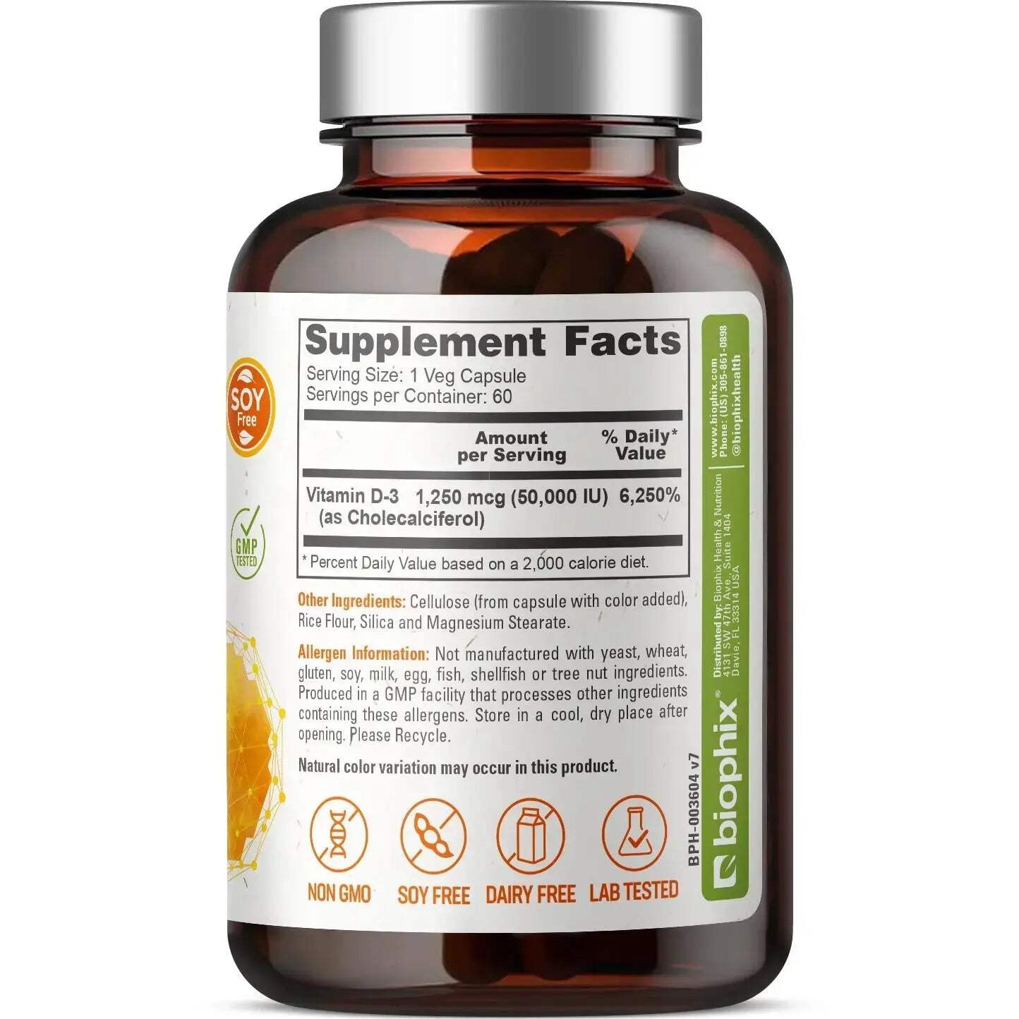 Biophix Vitamin D-3 50000 IU 60 Vcaps – Maximum High Potency