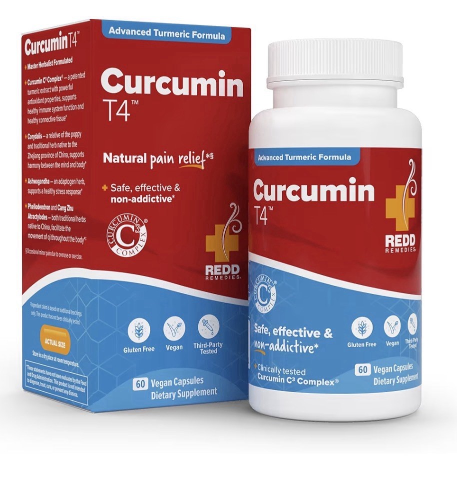 Redd Remedies Curcumin T4 Natural Pain Relief Advanced Formula 60 Vegan Capsules