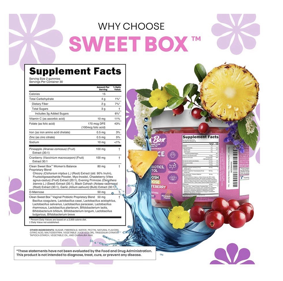 Clean Nutra Feminine Balance Gummies Vaginal Probiotic Ph Balance 60 Gummies