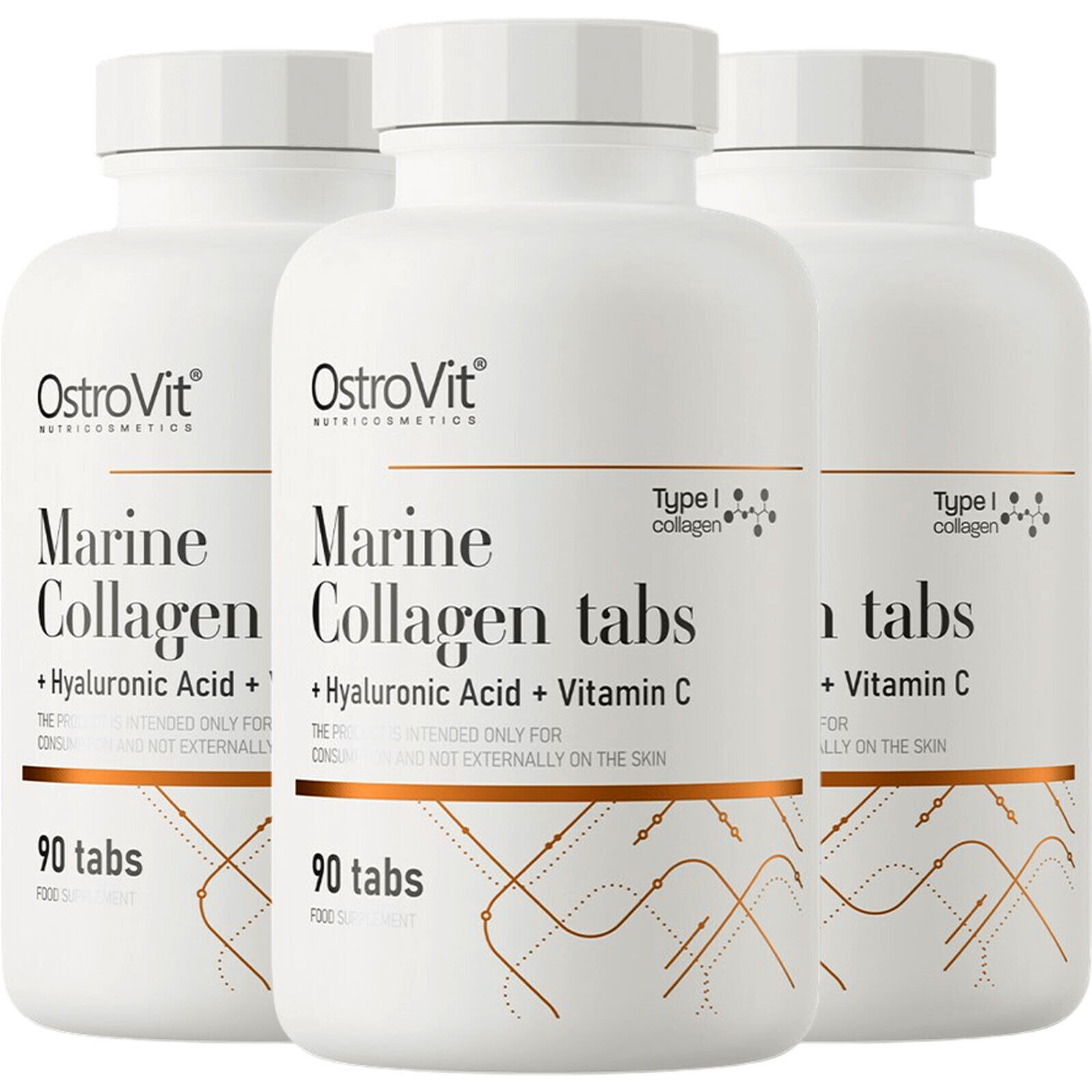 MARINE COLLAGEN + HYALURONIC ACID + VITAMIN C 90 Tabs – Care for Skin & Immunity