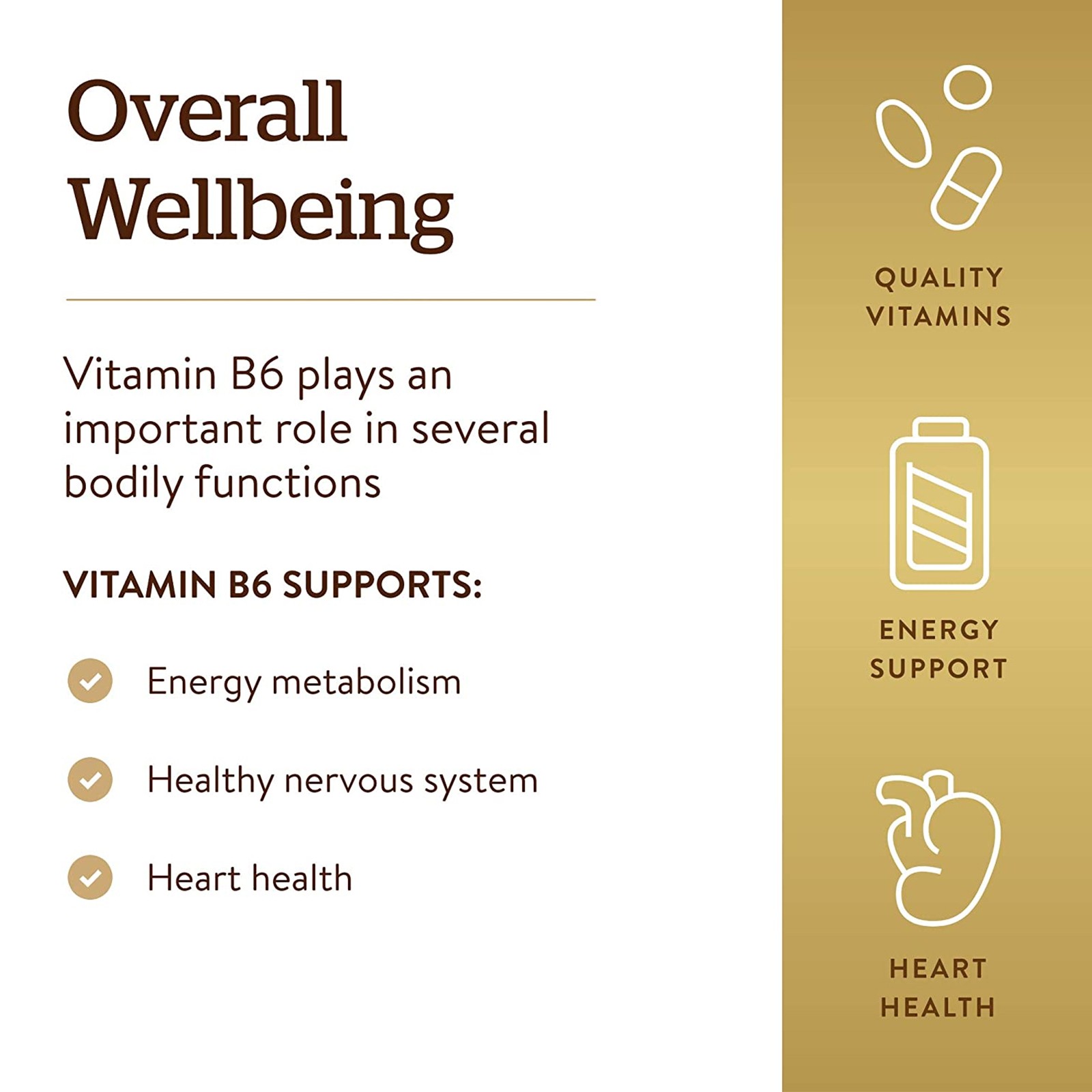Solgar Vitamin B6 100 mg 250 Vegetable Capsules, Energy Metabolism
