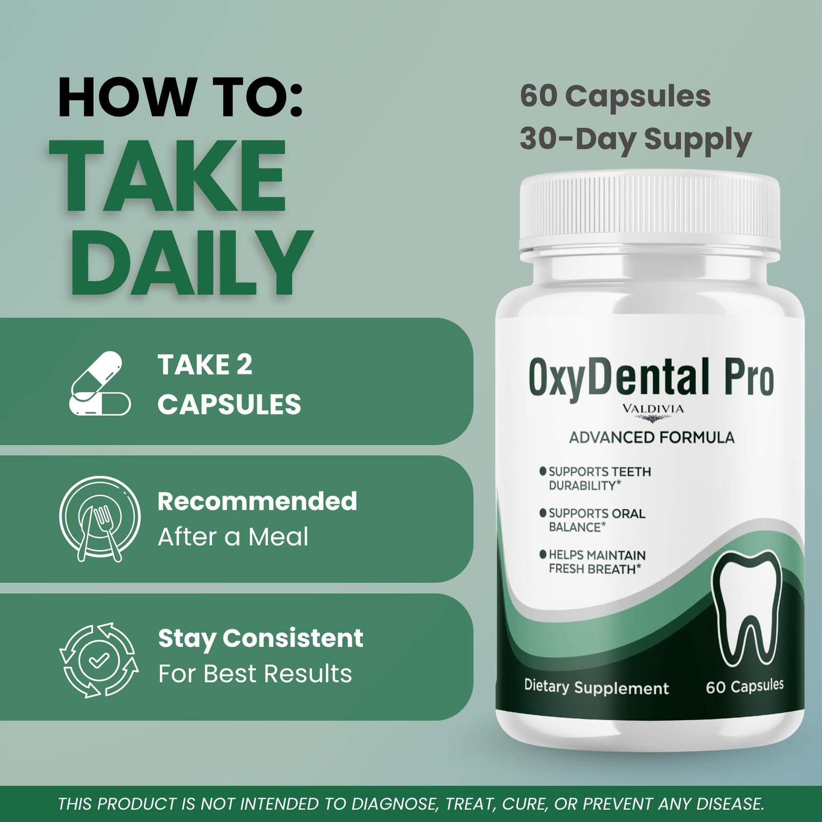 OxyDental Pro Oral Health Support Supplement Capsules Probiotics 1 Pack 60Ct