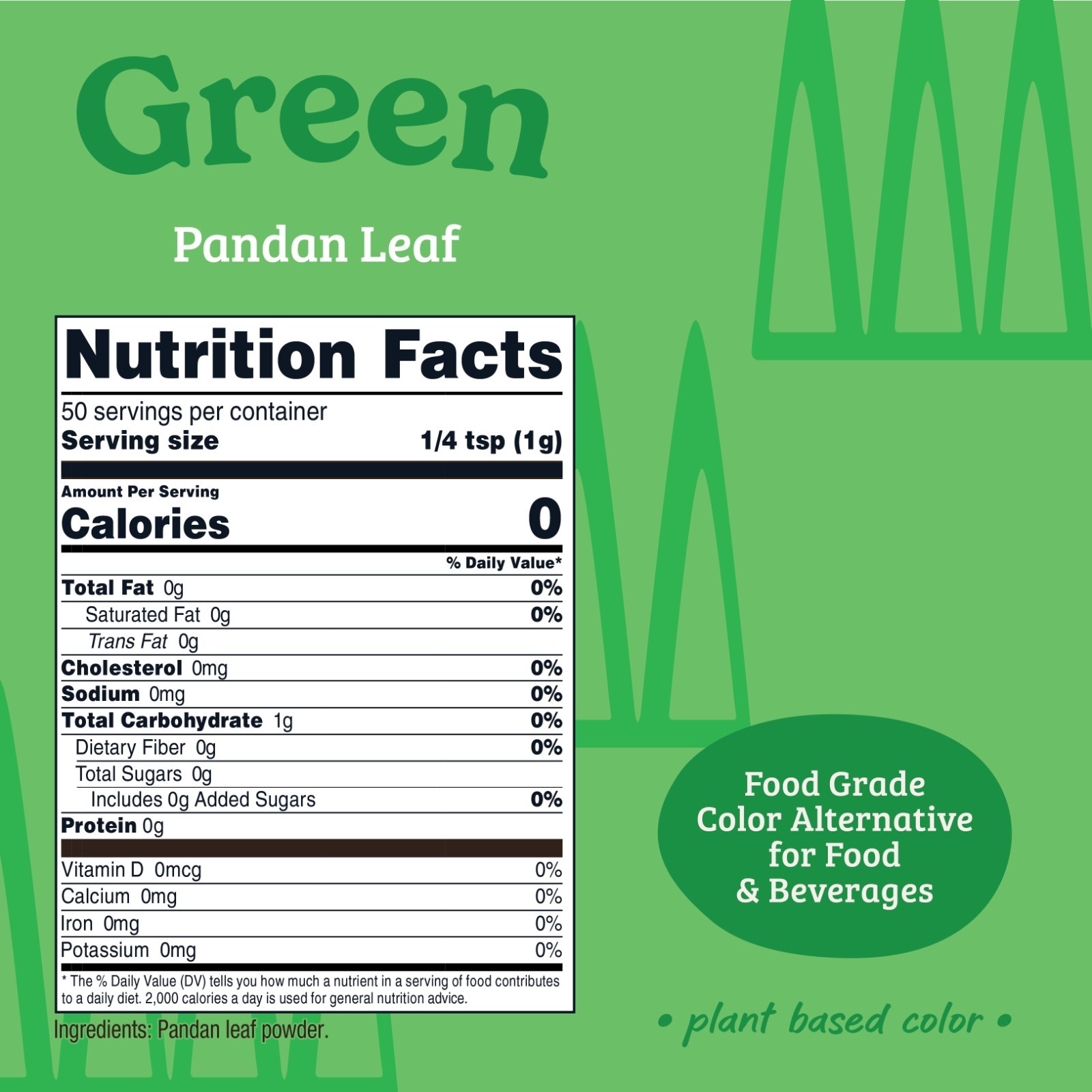 Nutricost Green Plant Based Food Coloring From Pandan Leaf Powder