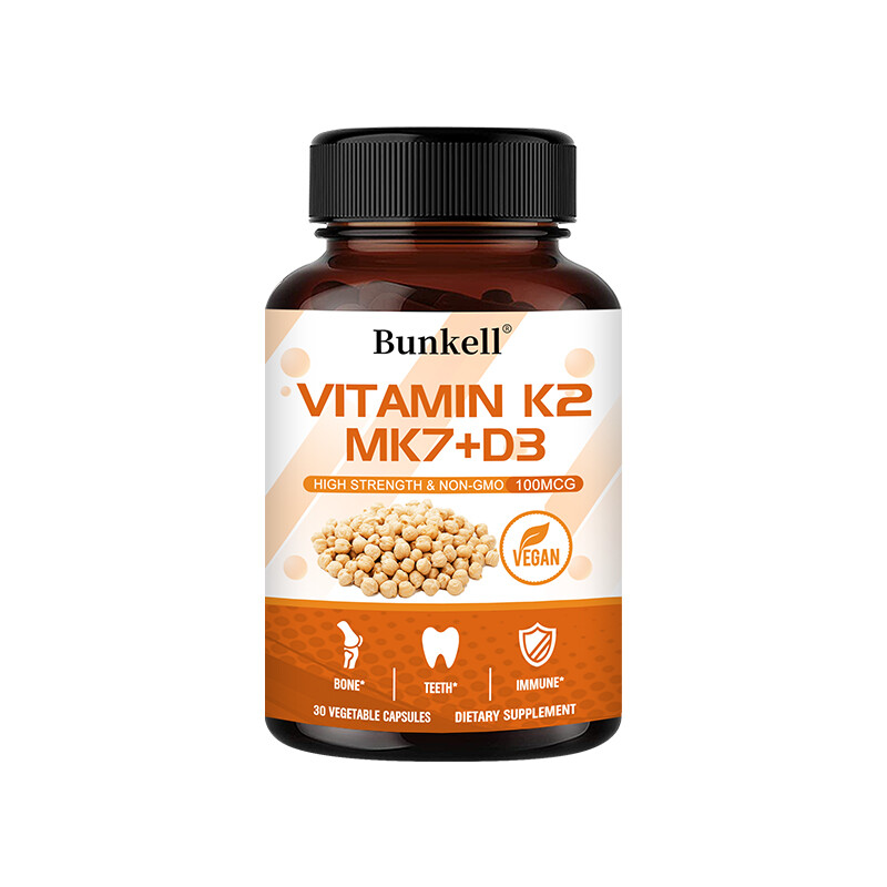 Vitamin K2 (MK7) 100mcg with D3, Black Pepper Capsules, Immune Health