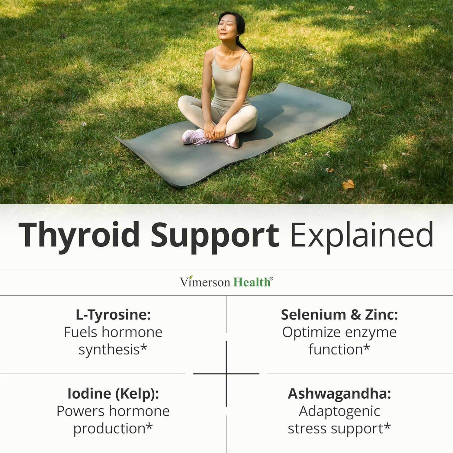 Thyroid Support for Women – Iodine Selenium Zinc Ashwagandha L-Tyrosine – 60ct
