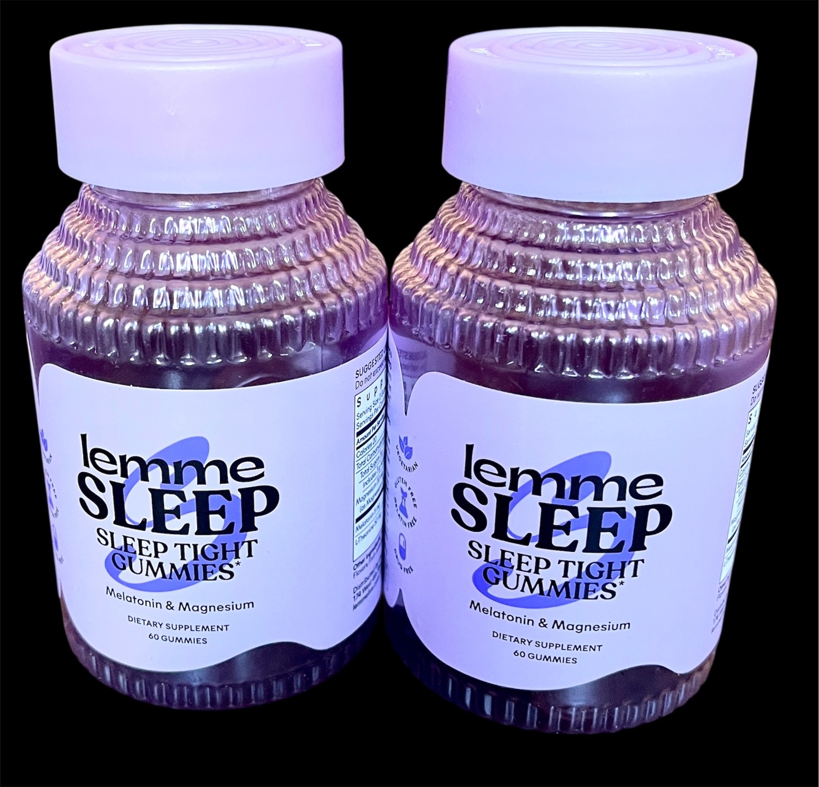 2 ~ LEMME SLEEP ~SLEEP TIGHT GUMMIES~ Melatonin Magnesium~ 60 Ct~ Berry~ 07/2027