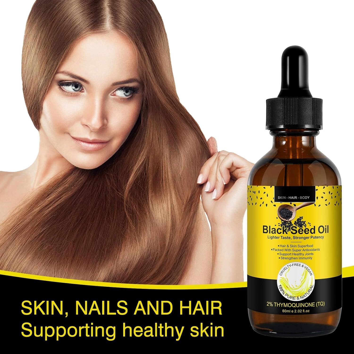 60ML TURKISH Black Seed Oil Cold Pressed Premium Blackseed Oil, Omega 3,6,9