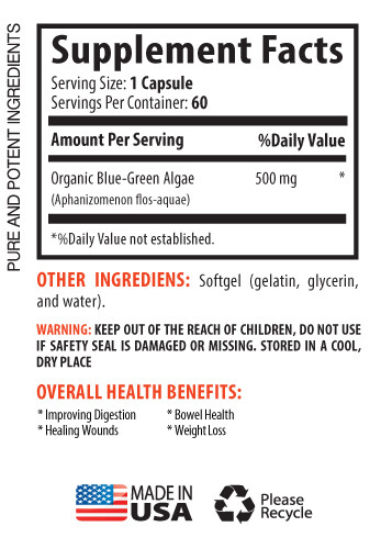 spirulina chlorella – Blue Green Algae 500mg – plant protein source 1B