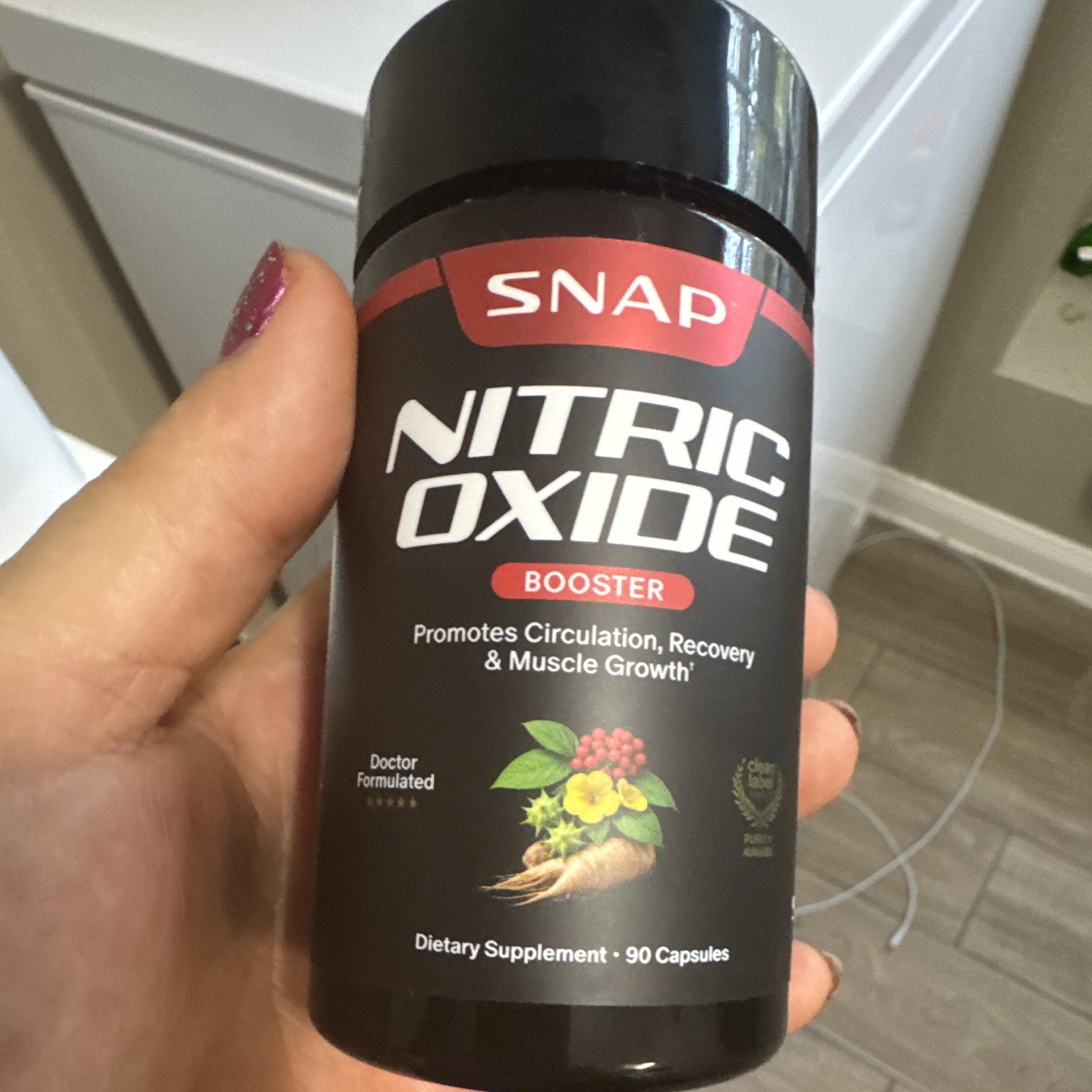SNAP Nitric Oxide Booster Blood & Circulatory L-Arginine Niacin 90 Veg Caps