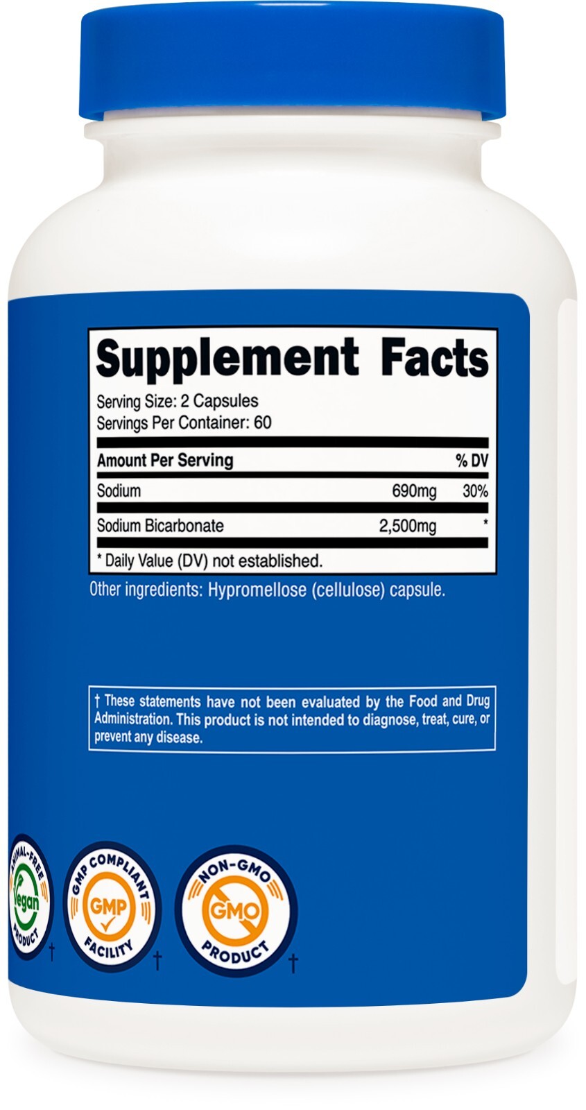 Nutricost Sodium Bicarbonate (2,500mg) 120 Capsules – GMO-free, Gluten Free