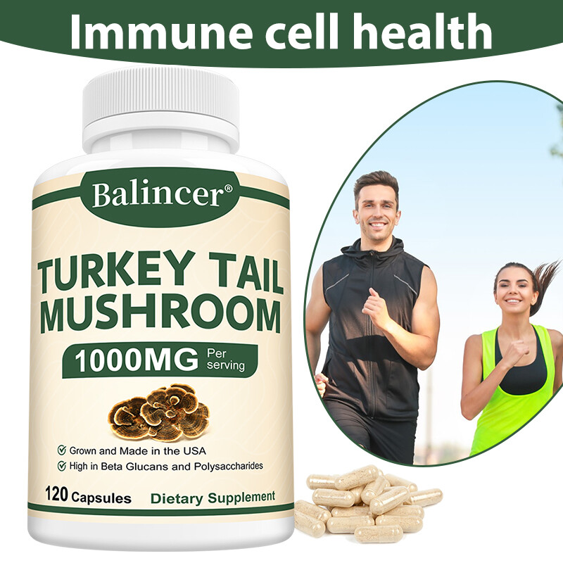 Supplements Turkey Tail Mushrooms Improve Digestion Strengthen Immunity 120 Caps