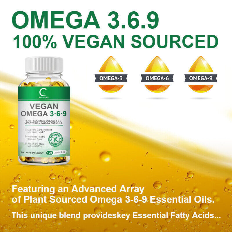 1360mg Omega 3 6 9 Vegan Capsules High Strength Fatty Acids Immune Support
