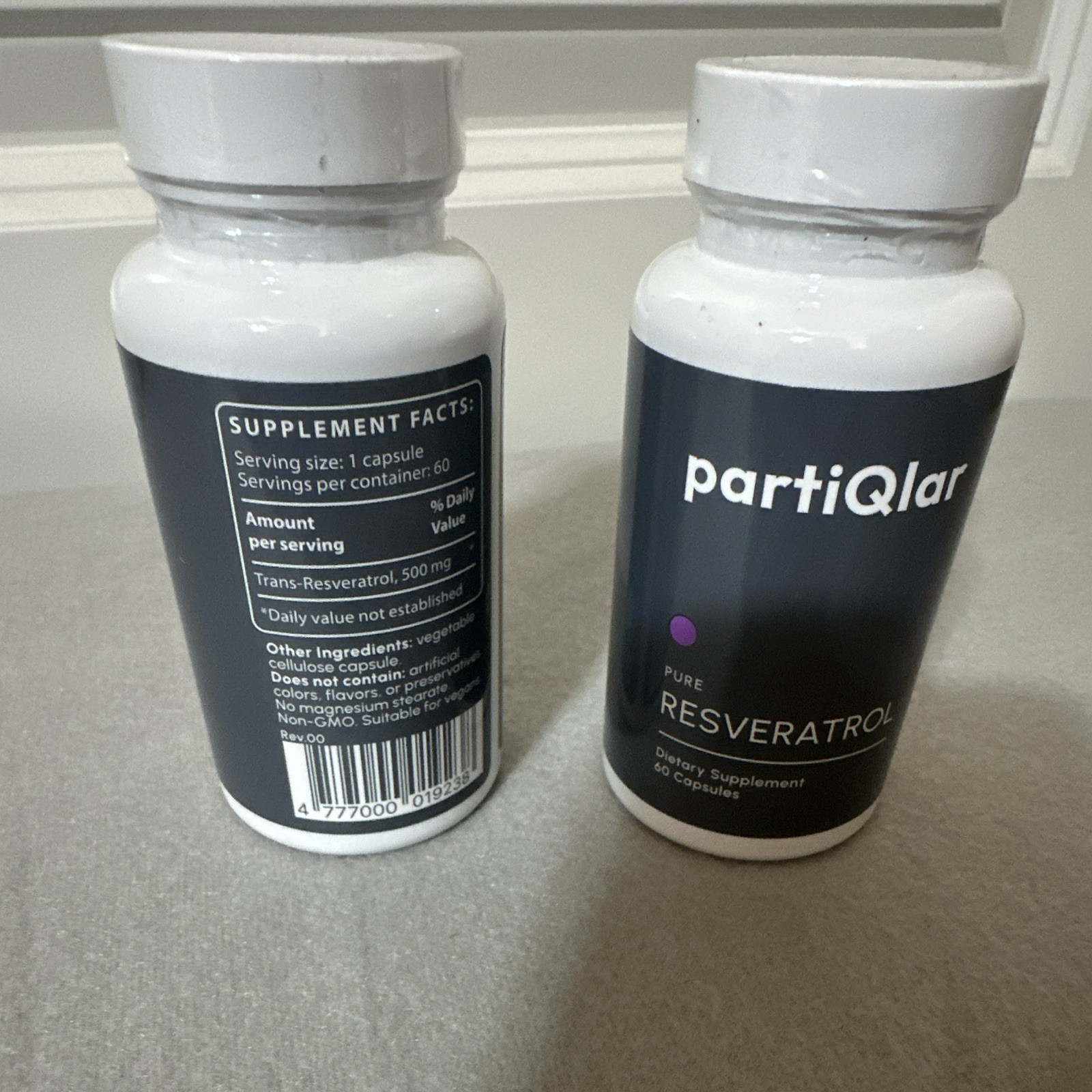 partiQlar Pure Resveratrol 500mg 60 Capsules Non-GMO Vegetarian Exp 02/2027