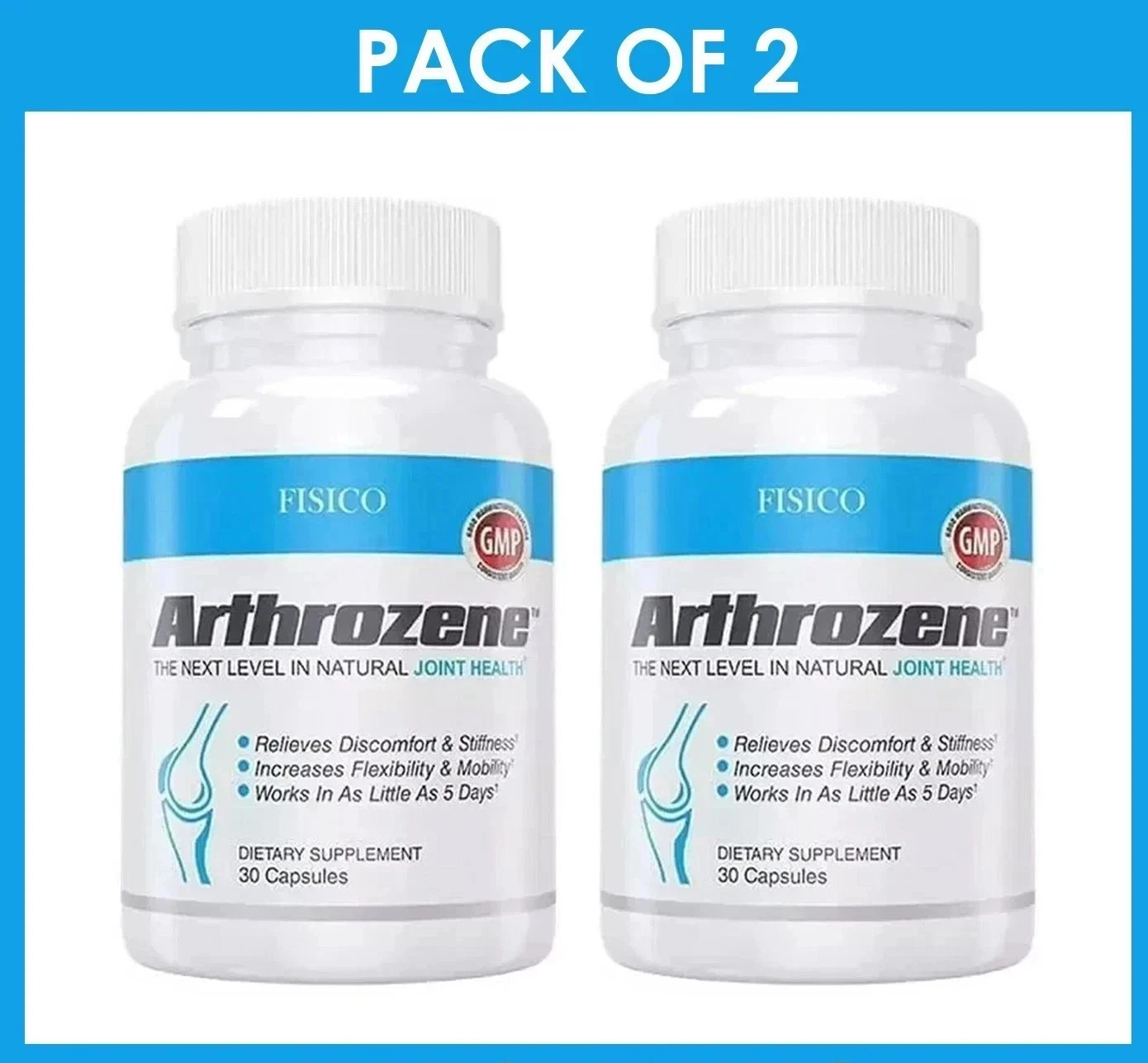PACK OF 2 – Fisico Arthrozene Natural Joint Health Supplement 30 Capsules – NEW.