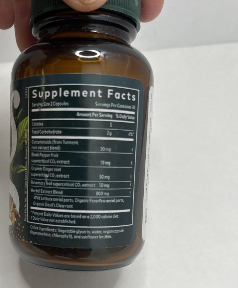 Gaia 2pk Herbs Turmeric Supreme Ache 60 Caps Exp 8/27 Joint Muscle Support