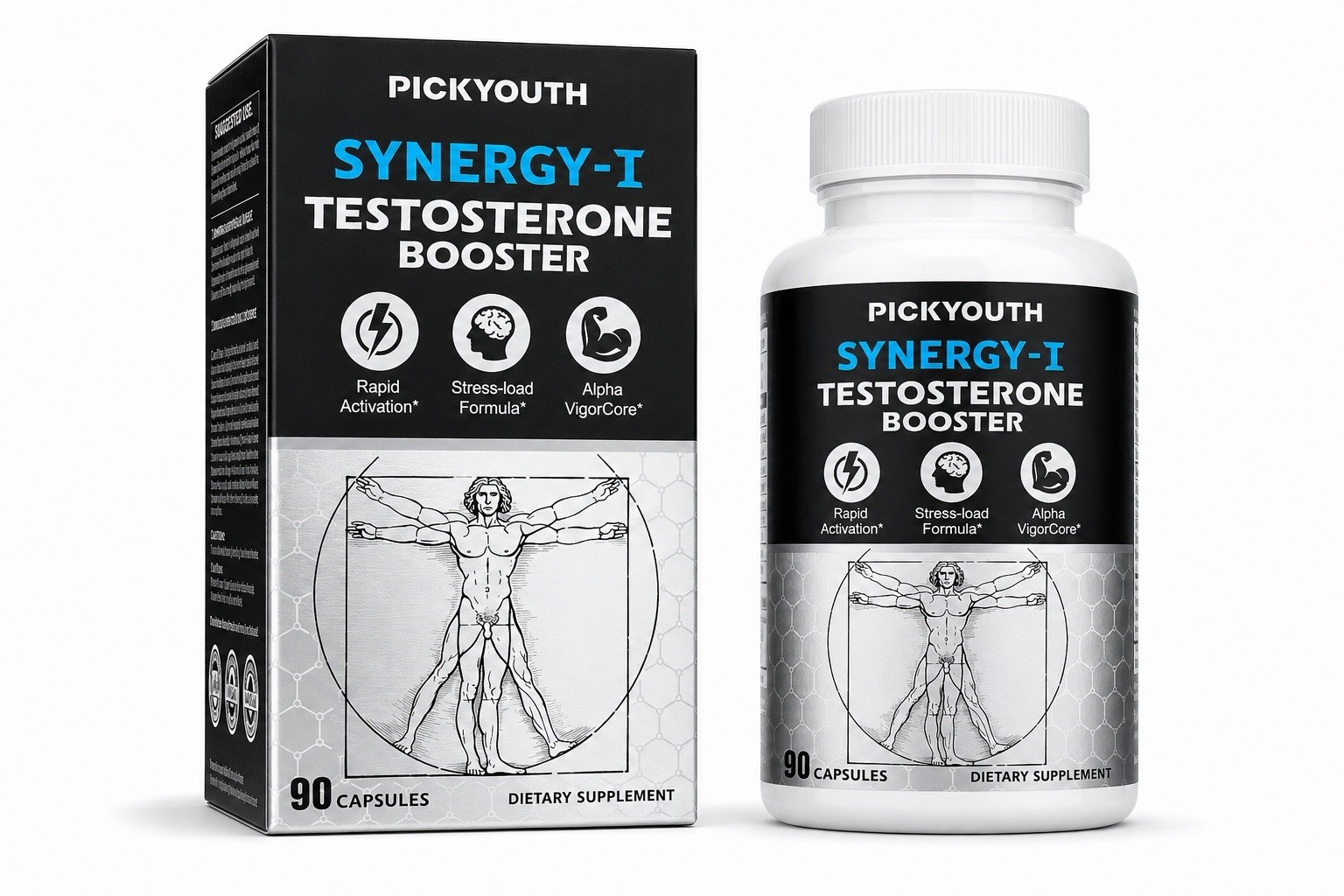 PICKYOUTH Synergy-T Men’s Vitality Supplement Testosterone Booster 90 Caps