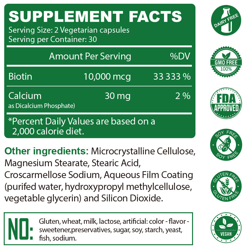 Biotin capsules help with metabolism skin and nail health nervous system 60pcs