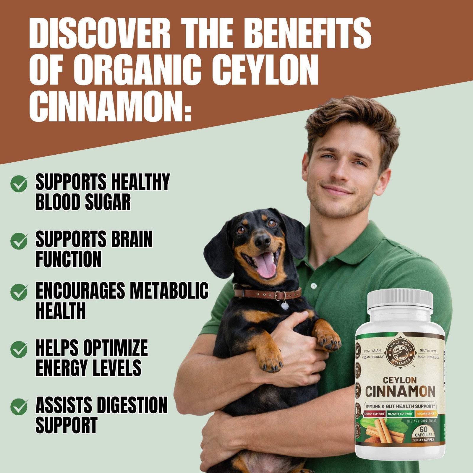 Organic Ceylon Cinnamon Supplement. USA Made.