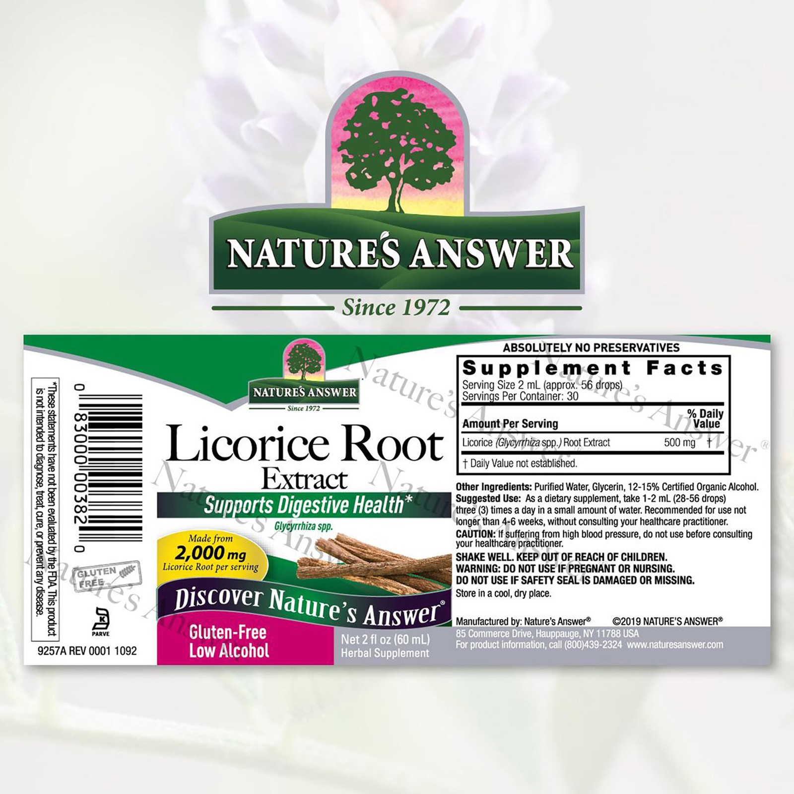2 Pack Licorice Root – 2000mg by Natures Answer for Unisex – 2 oz Dietary Supple