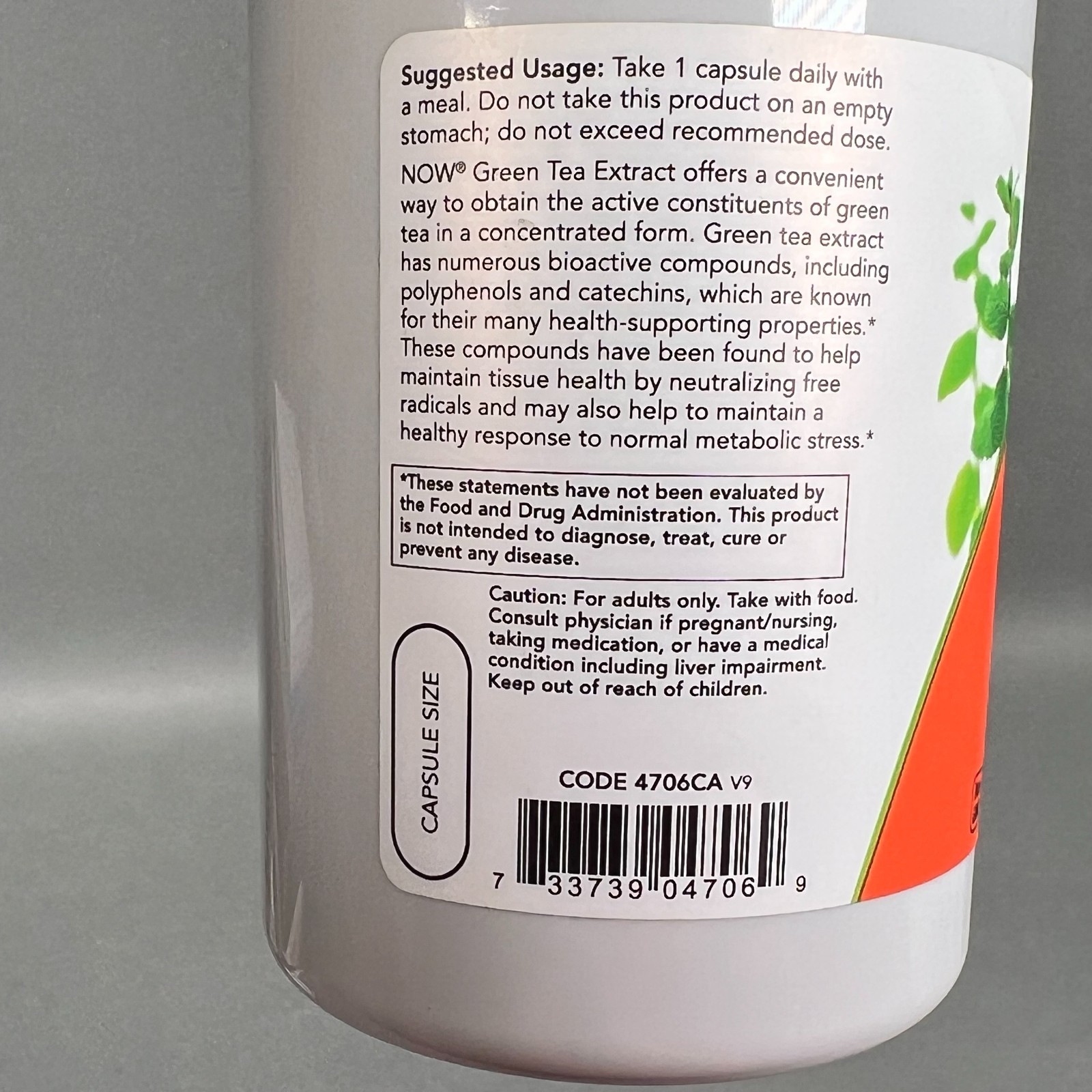 NOW FOODS Green Tea Extract 400 mg 250 Veg Capsules (Best By: 02/2027) SEALED