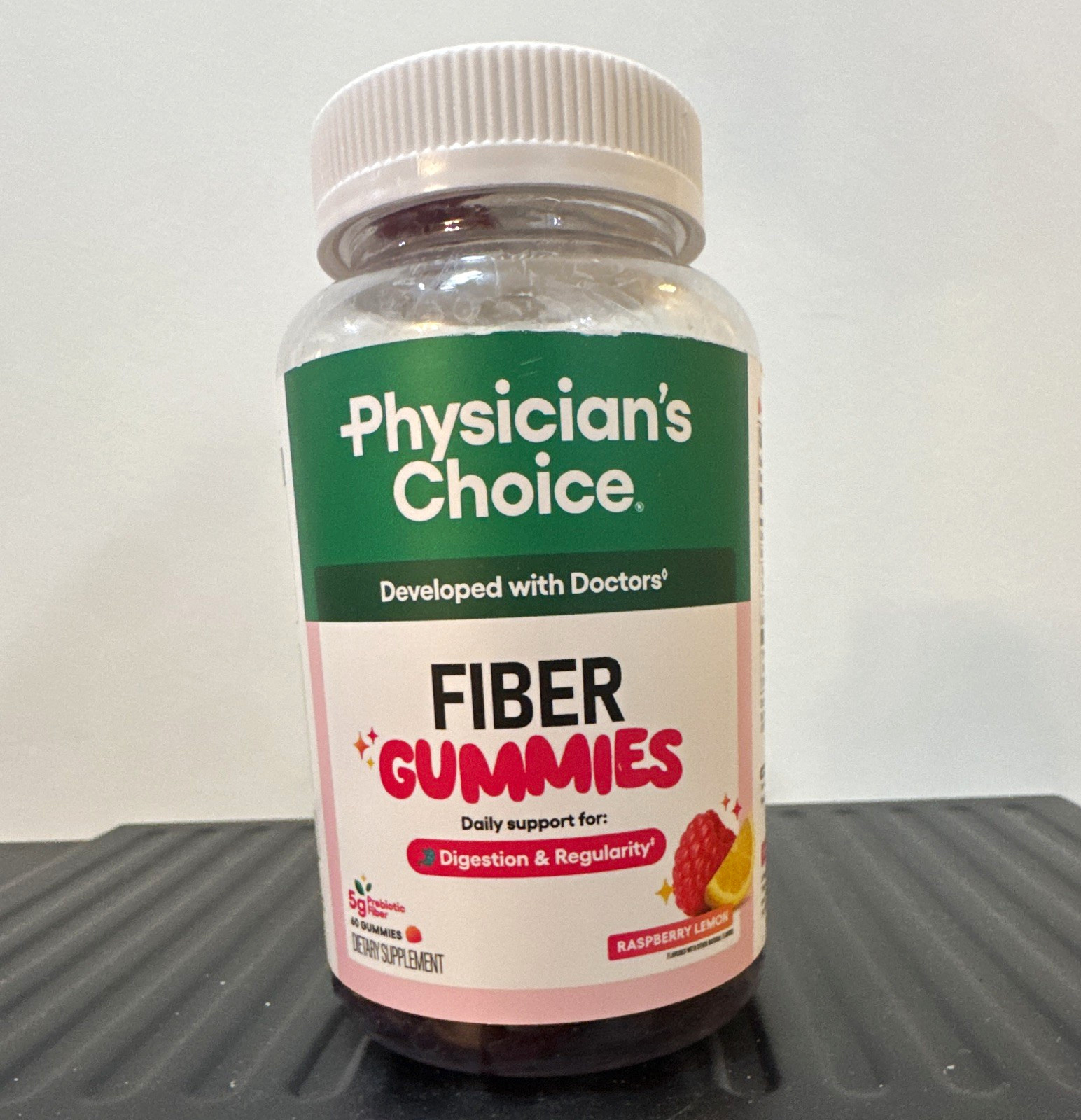 Physician’s Choice Fiber Gummies Digestive Support Vegan No Sugar Raspberry 60
