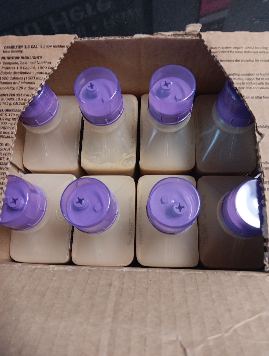 Case Of 8 Osmolite 1.5 Cal Tube Feeding Formula Adult 33.8oz Bottle ReadyHang 1