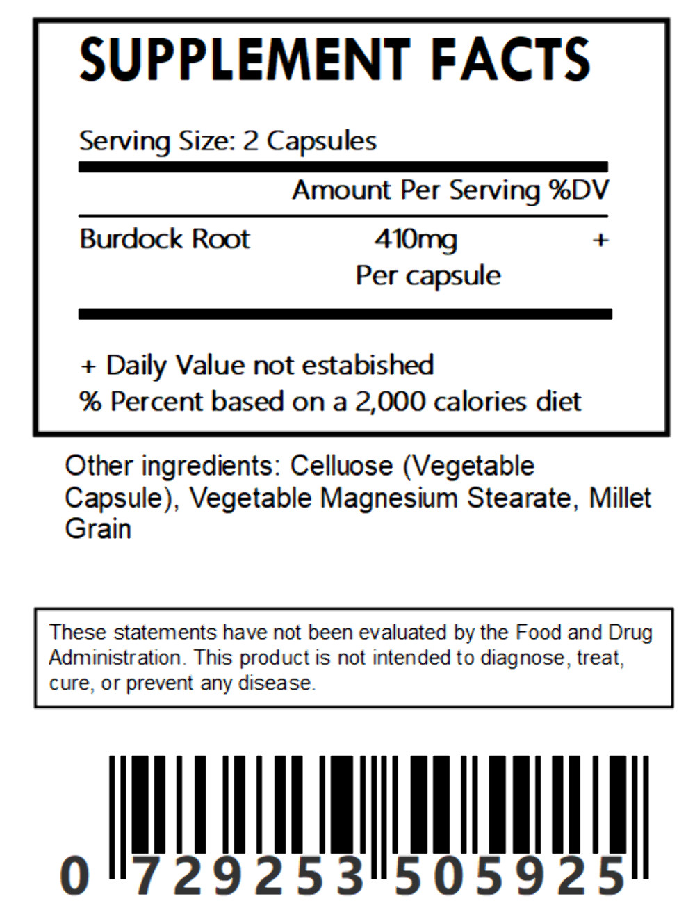 Burdock Capsules – Bulk