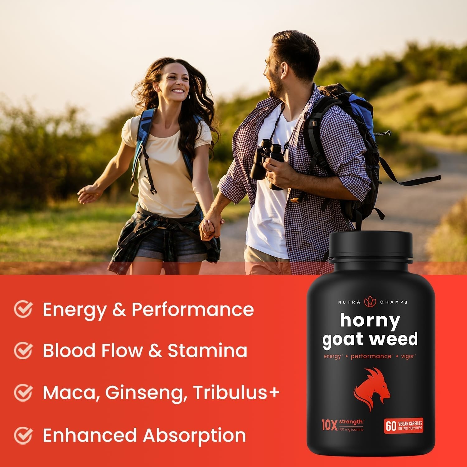Horny Goat Weed, 1000mg Epimedium Energy Supplement, 10X Strength Icariin, Gi…