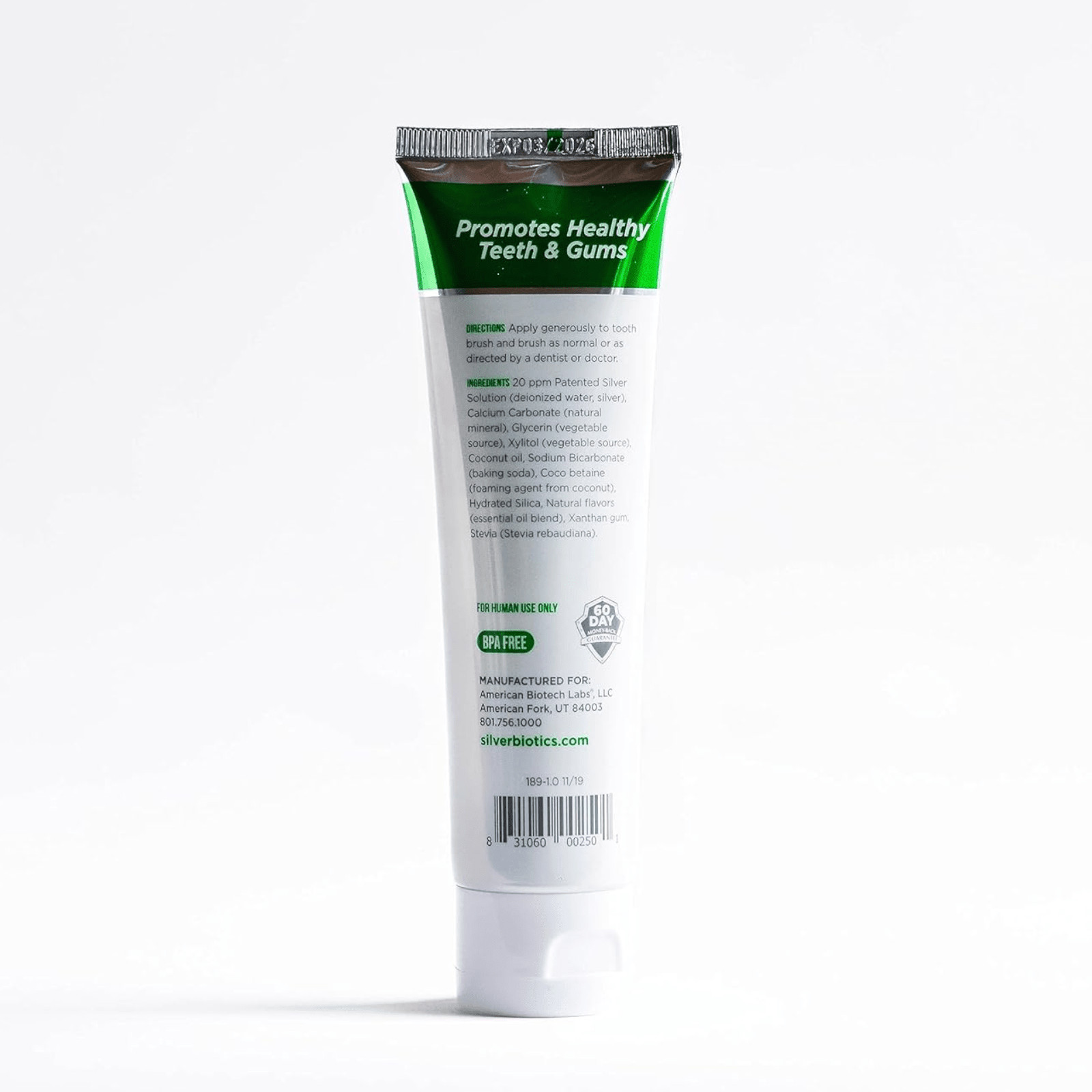 American Biotech Labs Silver Biotic Toothpaste 4 Oz Fluoride Free
